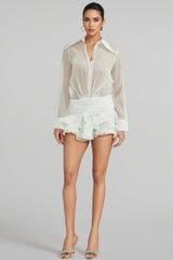 Selric Ruffle Shirt Pleated Mini Dress