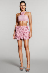 Sera Flower Halter Top Mini Skirt Set