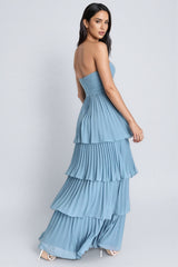 Astrid Strapless Tiered Maxi Dress - Blue