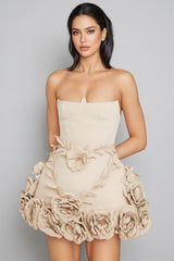 Freyae 3D Floral Puffy Mini Dress