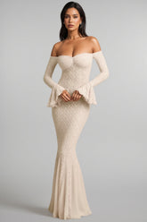 Kaeln Off-Shoulder Ruffle Lace Maxi Dress