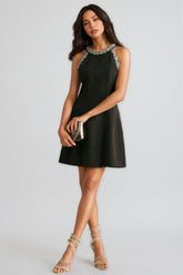 Angesd Round Neck Sparkling Mini Dress