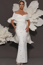 Oonan White Strapless Mesh Midi Dress