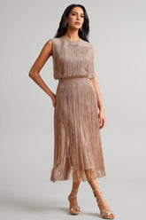 Raenk Sleeveless Fringe Midi Dress