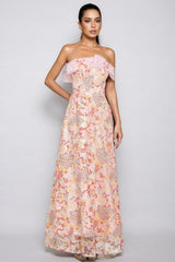 Nivenad Pink Sequin Bodycon Maxi Dress