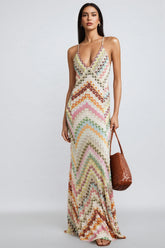 Haley Open-Back Crochet Knit Maxi Dress