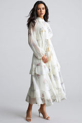 Nadim Floral Print Puff Sleeve Maxi Dress