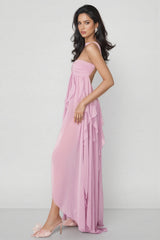 Chic Purple Irregular Ruffled Maxi Dress