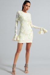 Xita Backless Flared Sleeve Hip Mini Dress