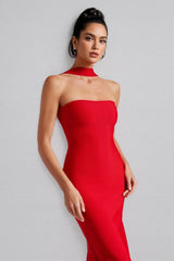 Aroa Sheath Tight Neckline Maxi Dress