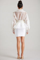 Larkad White Embroidery Blazer