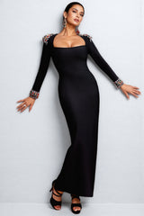 Fayie Rhinestones Bandage Midi Dress