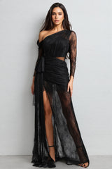 Koand One Shoulder Slit Maxi Dress