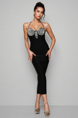 Shea Halter Diamond Bandage Maxi Dress