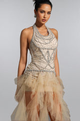 Daelad Sleeveless V-Neck Sequin Tassel Maxi Dress