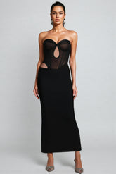 Luken Black Mesh Bandage Maxi Dress