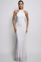 Solend Neckline Sequin Fishtail Maxi Dress