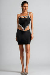 Wade Black Diamante Mini Dress