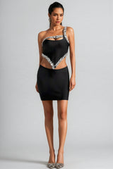 Wade Black Diamante Mini Dress