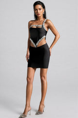 Wade Black Diamante Mini Dress