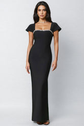 Lieve Short Sleeve Diamond Bandage Maxi Dress