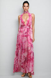 Tereza Halter Printed Streamer Maxi Dress