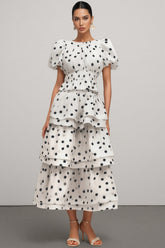 Willa White Puff Sleeves Printed Maxi Dress Set