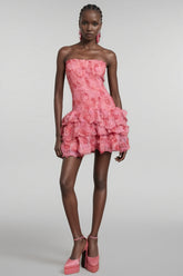 Rivenk 3D Flower Smocking Mini Dress