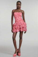 Rivenk 3D Flower Smocking Mini Dress