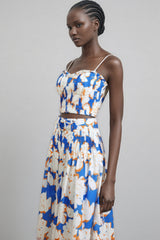 Embet Floral Print Puffy Sleeve Maxi Dress Set