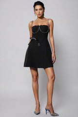 Thaliy Sleeveless Diamond Bows Mini Dress