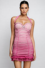 Rode Sleeveless Bowknot Folds Mini Dress