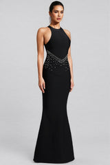 Perley Bandage Halter Fishtail Maxi Dress