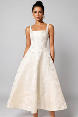 Perrine Halter Jacquard Midi Dress