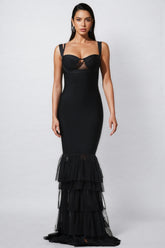 Rheak Fish Tail Mesh Yarn Bandage Maxi Dress