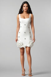 Gearoid Sleeveless Diamond Flowers Mini Dress