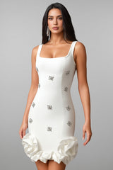 Gearoid Sleeveless Diamond Flowers Mini Dress