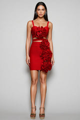 Serela Hollow Out Flowers Bandage Mini Dress