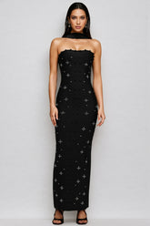 Nyralk Sleeveless Pearl Bandage Maxi Dress
