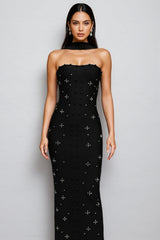 Nyralk Sleeveless Pearl Bandage Maxi Dress