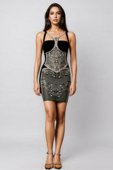 Pillose Hollow Out Bandage Mini Dress