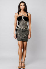 Pillose Hollow Out Bandage Mini Dress