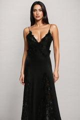 Vali Sleeveless V Neck Lace Maxi Dress