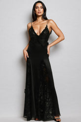 Vali Sleeveless V Neck Lace Maxi Dress