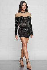 Lousia Long Sleeves Diamond Pearl Mini Dress