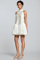 Sequoya Strapless Satin Sleeveless Mini Dress