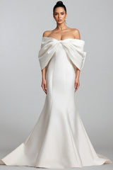 Huresa Slimming bow Fishtail Wedding Maxi Dress