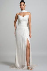Rafik Pleated Strapless Wedding Maxi Dress