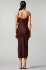 Edyta V-Neck Flower Bandage Midi Dress