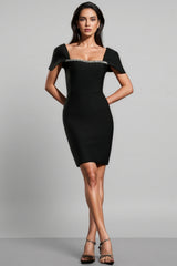 Frida Short Sleeve Diamond Bandage Mini Dress